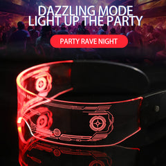 LED Colorful Light-Up Tech Glasses for Clubs, Raves, Parties, Sci-Fi Hive Glasses for Music Festivals