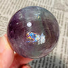 48mm Purple Fluorite Sphere | Natural Rainbow Crystal Ball w/Wood Base | Office/Bedroom Decor 188g