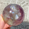 Natural Pink Fluorite Crystal Sphere - 4.9cm w/Rainbow Flash & Display Stand | Feng Shui Decor 202g