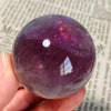 48mm Purple Fluorite Sphere | Natural Rainbow Crystal Ball w/Wood Base | Office/Bedroom Decor 188g