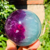 Natural Lake Green & Purple Fluorite Crystal Ball - Hand-Polished 6.4cm Decor (445g) for Office, Home, Relocation Gifts