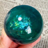 Raw Green Fluorite Crystal Sphere | 5.9cm w/Natural Rainbows | Feng Shui Wealth Decor 341g