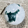 Natural Moss Agate Sphere 6.6cm - 396g Hand-Polished Crystal Ball Decor w/ Green Dendrites