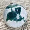 Natural Moss Agate Sphere 6.6cm - 396g Hand-Polished Crystal Ball Decor w/ Green Dendrites