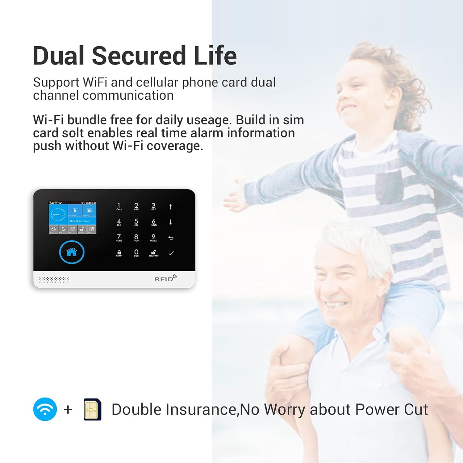 Wireless Alarm Panel Only, Remote Control by Phone Call/SMS/Wi-Fi, Support Multi-Language App, Alexa and Google Home for Home and Office by JCHENG SECURITY