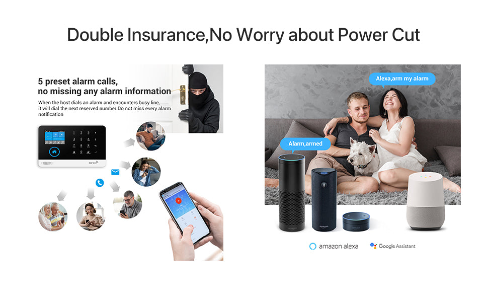 JCHENG Wireless 4G and WiFi Alarm System Alarm Kit Home Office Burglar Alarm