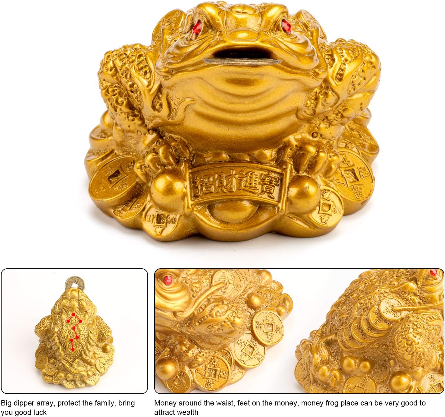 Feng Shui Money Frog, Lucky Money Toad Decorations,Ideal for Attracting Wealth