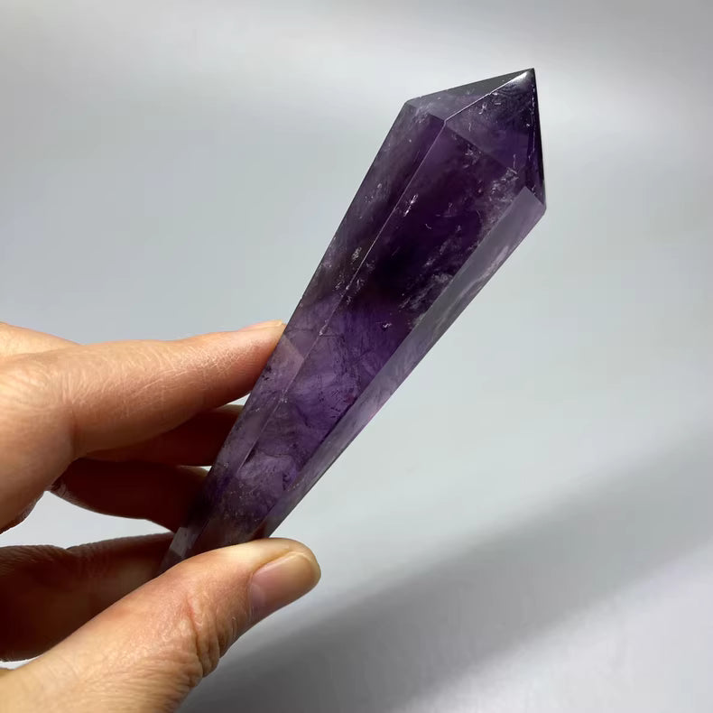 Reiki Amethyst Wand 12.9cm | Raw Brazilian Crystal Energy Tool (2.6cm Diameter)