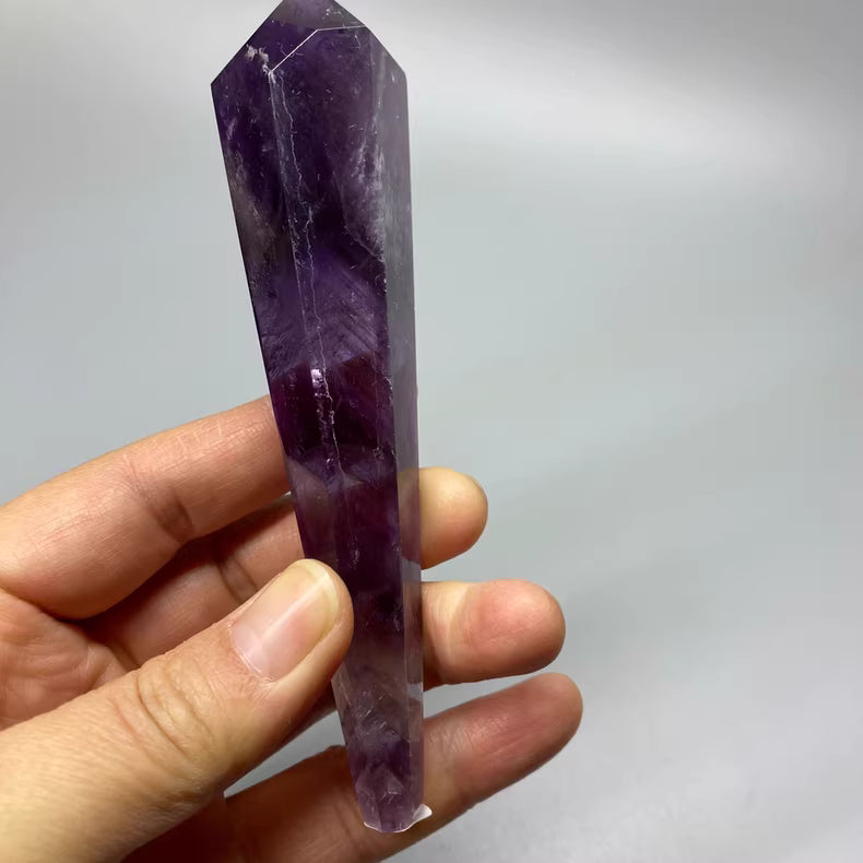 Reiki Amethyst Wand 12.9cm | Raw Brazilian Crystal Energy Tool (2.6cm Diameter)