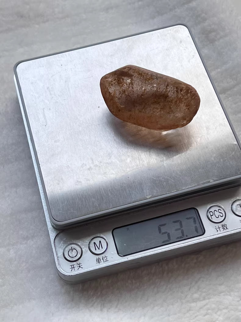 Natural Golden Flower Quartz from Madagascar | 53.7g Collector's Mineral with Transparent Core | Polished Window Display