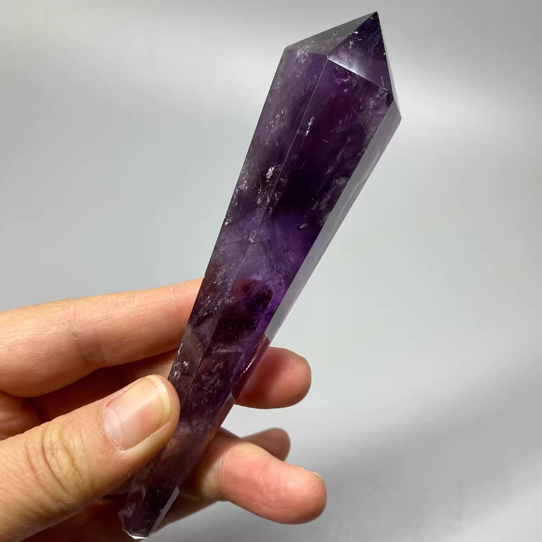 Reiki Amethyst Wand 12.9cm | Raw Brazilian Crystal Energy Tool (2.6cm Diameter)