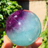Natural Lake Green & Purple Fluorite Crystal Ball - Hand-Polished 6.4cm Decor (445g) for Office, Home, Relocation Gifts