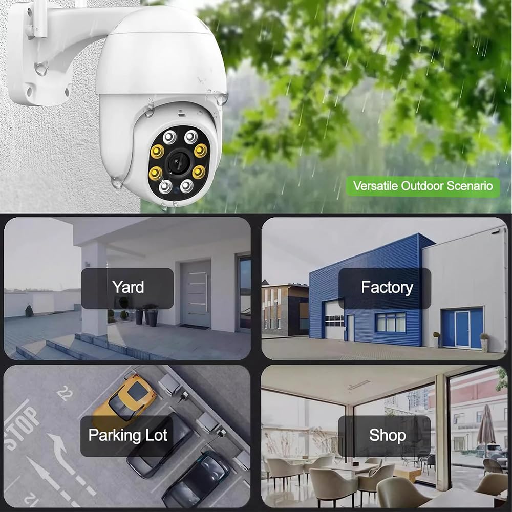 JCHENG 4MP Outdoor Security Camera Motion Tracking| PTZ and Night Vision | Remote Control | SD Card Included |Compatible Alexa and Google Home