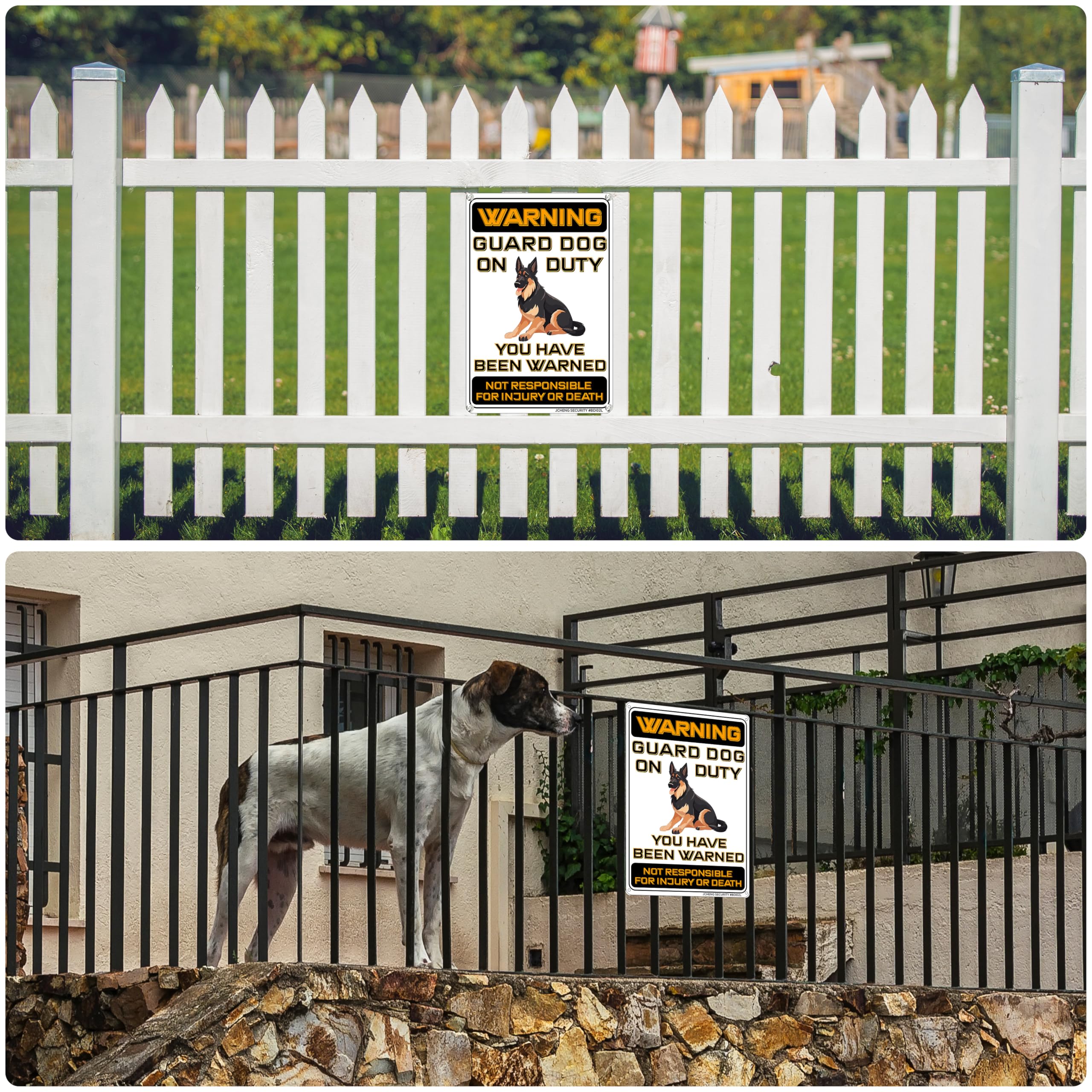 Beware of Dog Signs Do Not Enter Keep Out Aluminum Sign 12x8 Inch 2pack with Mounting Hardware for Home Farm Yard Garden Wall Decor Black